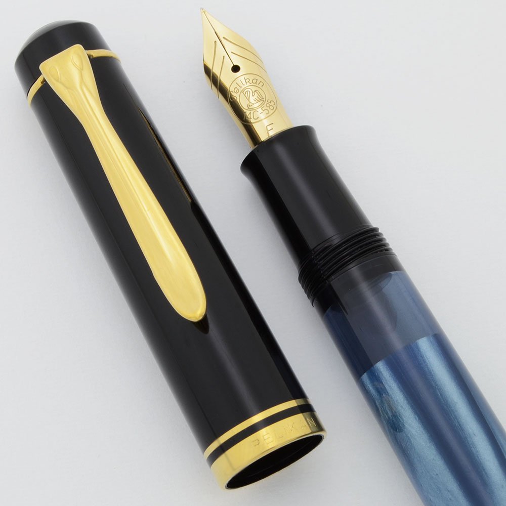 Pelikan M200 Blue Marbled 万年筆 Pelikan M200 Fountain Pen (Old Style) - Blue Marble, Upgraded 14c